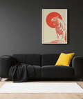 Bold Tiger Wall Art in red and beige, striking office art print