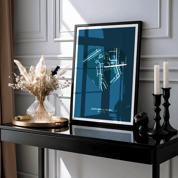 Heart-shaped Love Map Poster, Green and White, special wall art