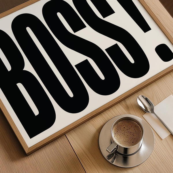 Arte tipografica contemporanea in bianco e nero per soggiorni