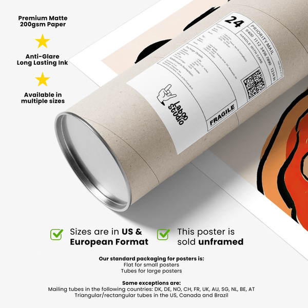 Pizza Art Print for dining nook with bold red and white design