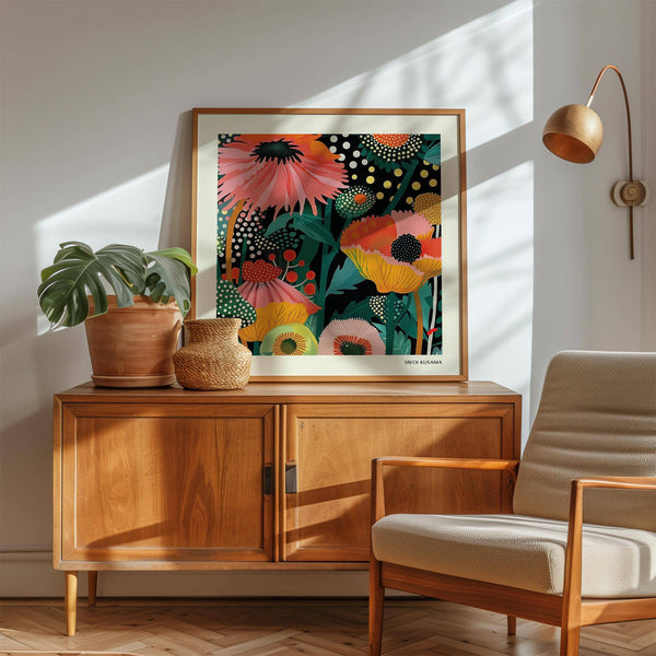 Disegno floreale astratto in un quadro floreale da appendere alla parete per interni contemporanei