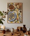 Multicolored Mediterranean Kitchen Decor print, ideal for cozy kitchen areas
