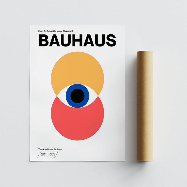 Design Bauhaus, caratterizzato da forme geometriche audaci e colori vivaci