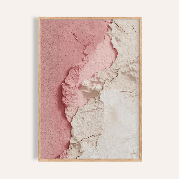Quadro astratto rosa con stampa rosa e beige per soggiorno