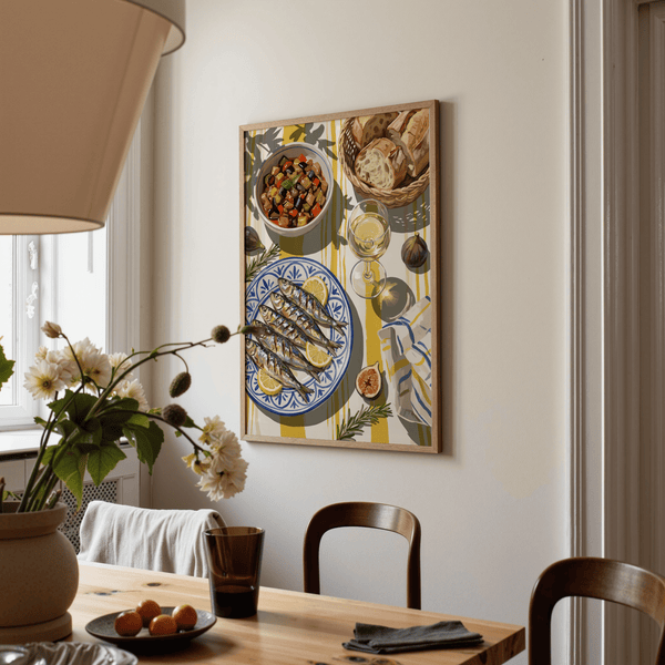 Blue patterned plate in Mediterranean Kitchen Decor for dining room inspiration