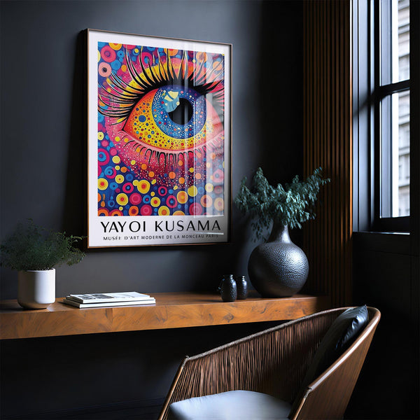 Stampe Pop Art con illustrazioni espressive degli occhi e colori psichedelici.