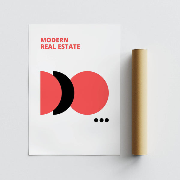 Arte da parete minimalista in rosso, nero e bianco caratterizzata da linee pulite per interni moderni