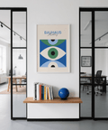 Stampa artistica Eye Art Print in blu, bianco e verde per decorare le pareti del corridoio