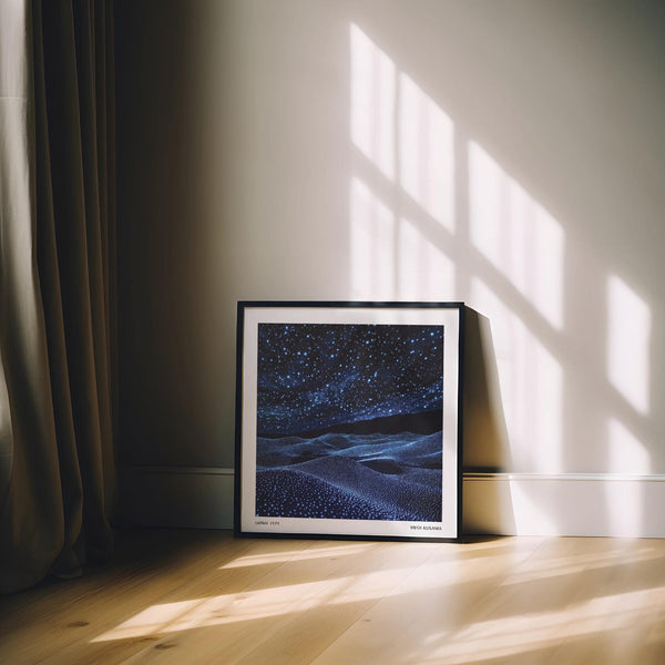 Quadro astratto blu navy con tonalità blu notte intenso