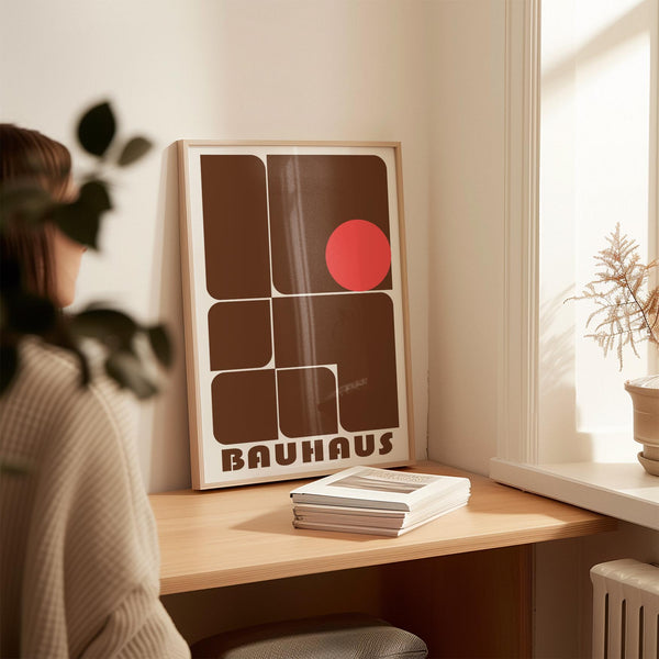 Contemporary wall art for offices with a red accent circle