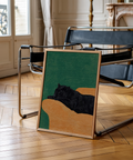 Big Cat Art Print with Green background, perfect for bedroom decor