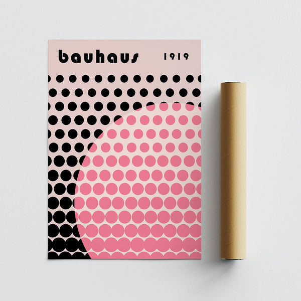 Poster stampato in stile Bauhaus ispirato al motivo del sole nascente