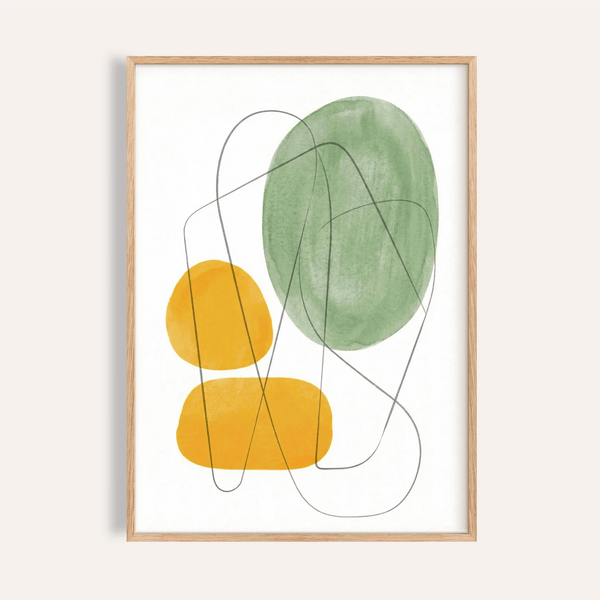 Quadro decorativo con stampa gialla e verde, soggiorno, poster