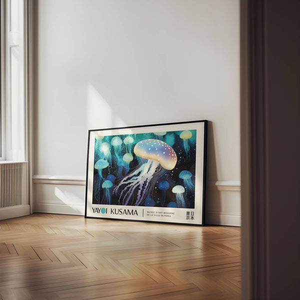 Splendida decorazione da parete con meduse e una tranquilla scena subacquea