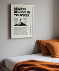 Sopra il letto Poster con la scritta "Credi sempre in te stesso"