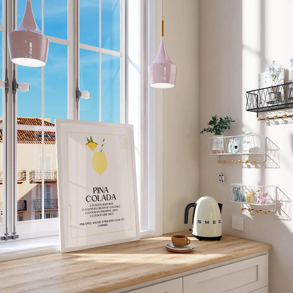 Creamy yellow cocktail featured in wall pictures for kitchens