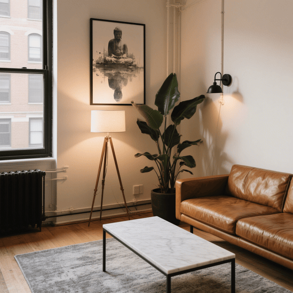 Meditating Buddha Print, White, home office, poster