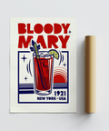 Elegante poster Bloody Mary con tonalità rosse e blu per decorare le pareti della cucina
