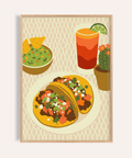 Stampa artistica Tacos con verde, arancione e beige per decorare le pareti della cucina