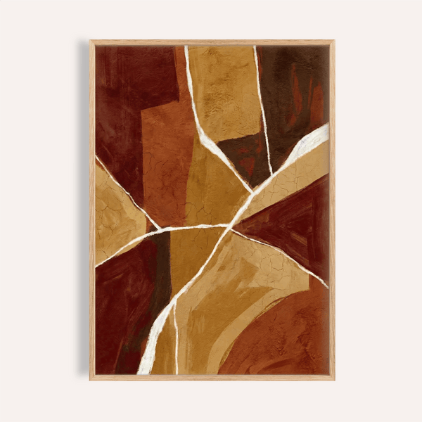 Arte astratta arancione bruciato per il soggiorno con colori arancione, marrone, rosso e beige