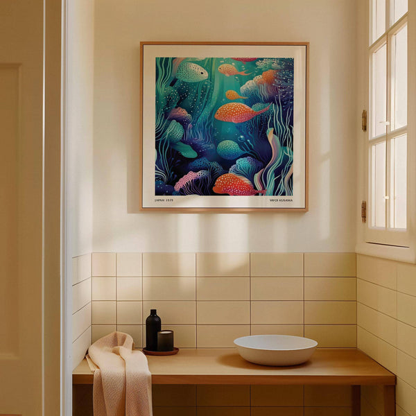 Opere d'arte subacquee moderne con vivaci colori oceanici