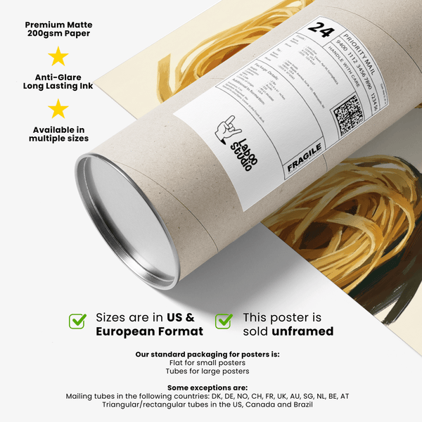 Arredamento della sala da pranzo con stampa Fettuccine in beige e giallo