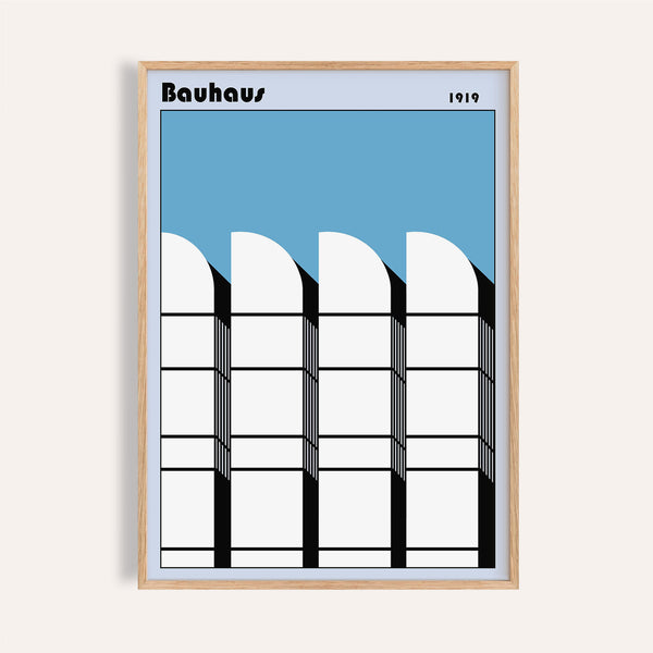 Poster artistico sull'architettura Bauhaus con disegno geometrico