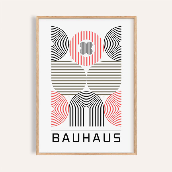 Decorazione murale per l'ufficio domestico con cerchi concentrici in stile Bauhaus