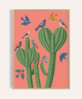 Poster Cactus Stampa artistica da parete con colori verde e rosa per il soggiorno