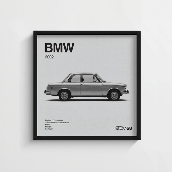 BMW Car Print, decorazione da parete per soggiorno moderno, dettagli bianchi