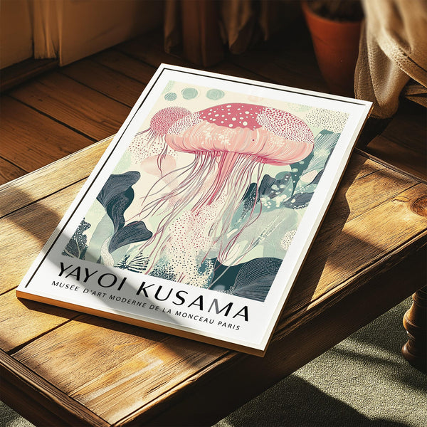 Jellyfish illustration in Sea Animal Wall Art style with dotted textures.