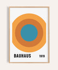 Stampa cerchio Bauhaus arancione e blu