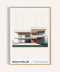 Stampa artistica incorniciata di una casa in stile Bauhaus con vetro e struttura.
