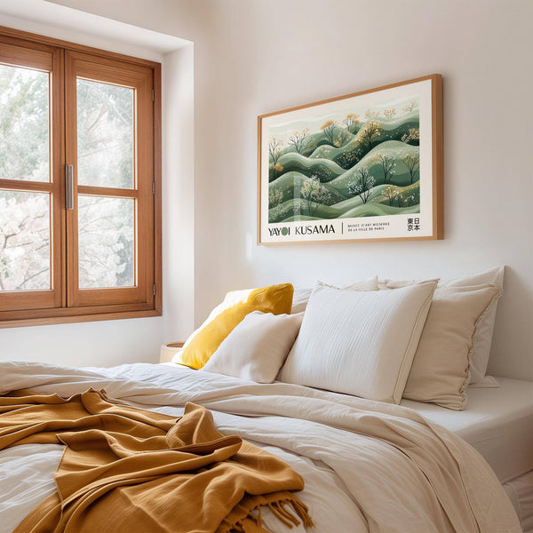 Stampe artistiche di paesaggi ad alto contrasto con motivi organici morbidi