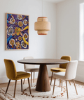Colorful Dining Poster with Yellow and Purple in a family dining wall art