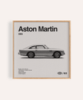 Stampa artistica Aston Martin in bianco e nero per decorare le pareti del soggiorno