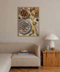 Colorful Mediterranean Kitchen Decor poster, yellow accents, for breakfast nook