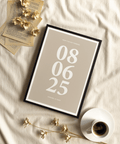 Minimalist Personalized Anniversary Gift art print in Beige and White for modern hallway