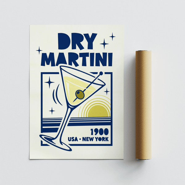 Dry Martini Wall Art featuring a cocktail glass for bar area decor