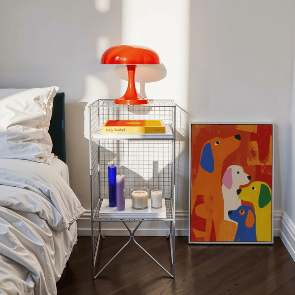 Stampa colorata con cane in tonalità multicolori per poster da ufficio domestico