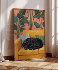 Decorazione da parete Black Lab perfetta per gli amanti degli animali domestici, colori giallo, nero e verde per la cameretta dei bambini, decorazione da parete