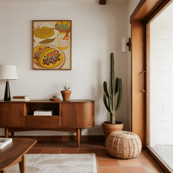 Poster sulla cucina messicana nei toni del giallo e del verde per gli amanti del cibo