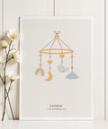 Personalised Baby Poster gray and beige tones for nursery wall art