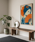 Decorazione murale con stampa retrò Geisha in arancione e beige per l'ufficio domestico