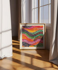 Modern abstract art colorful wall decor with playful geometric flow