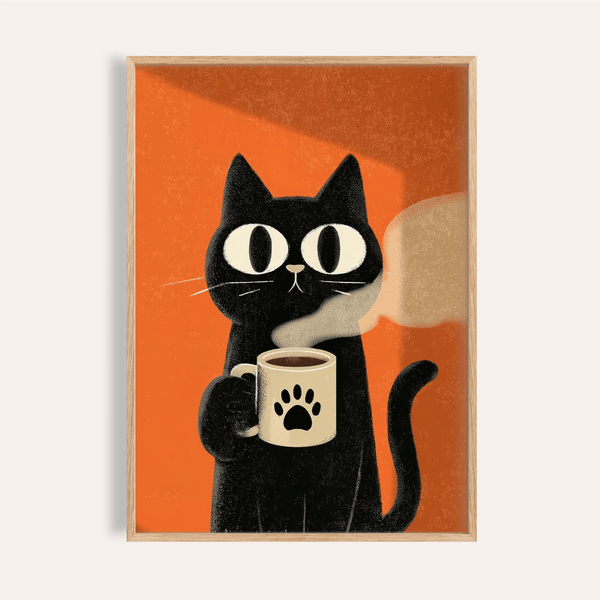 Tazza da caffè con stampa gatto arancione e nero per decorare le pareti della cucina