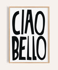 Decorazione murale italiana con la scritta "Ciao Bello" in caratteri grassetti