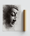 Black and White Buddha Print wall art, neutral black and gray, entryway