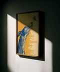 Greyhound Wall Art per gli amanti dei cani, stampa artistica in blu e beige