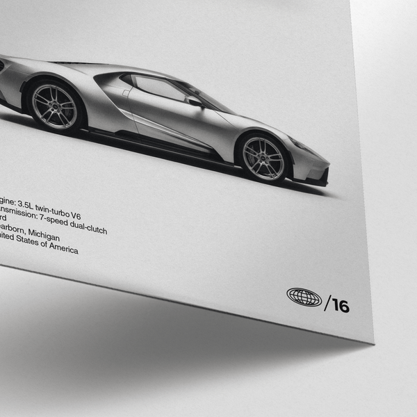 Ford GT Wall Art con tonalità nero e grigio per la camera da letto